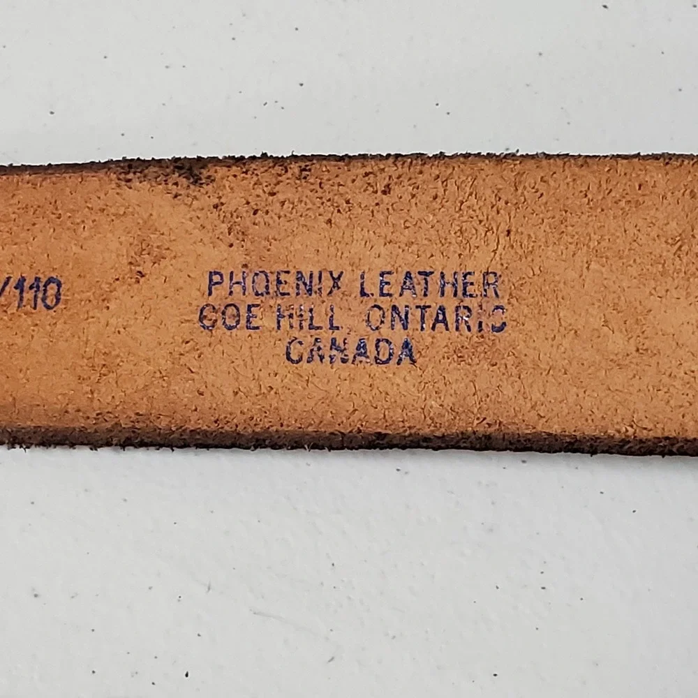 Phoenix‎ Canadian Tooled Leather Brown Leaf Acorn Geese Mens Belt Size 44 Woven